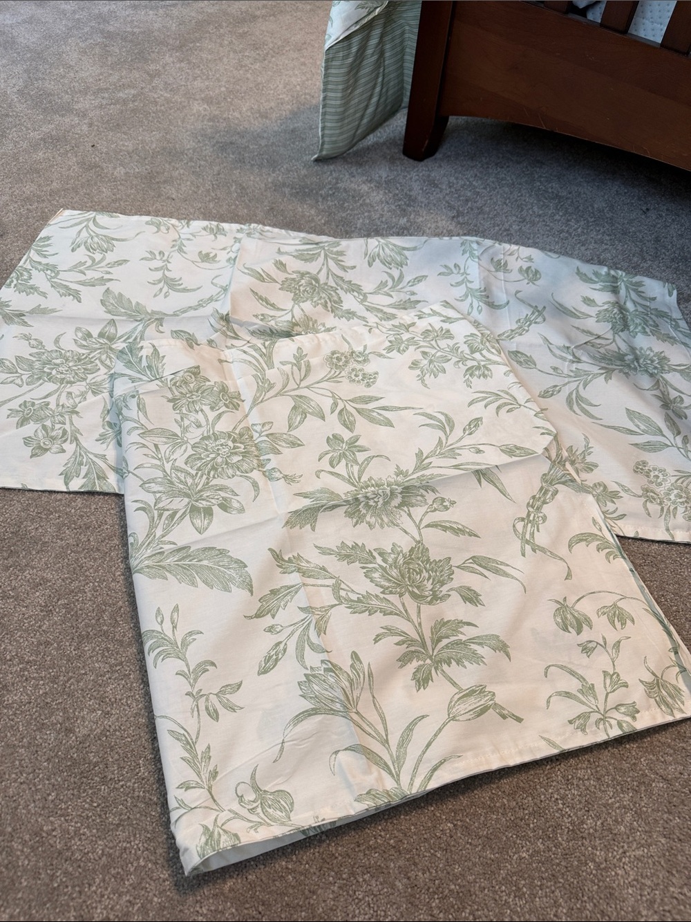 Laura Ashley Cream and Sage Floral Bedding Shams Set